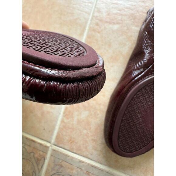 Tory Burch Travel T Ballet - Crinkle‎ in Oxblood size 7.5 M - Picture 9 of 12